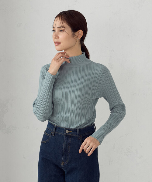 COMME CA ISM（コムサイズム）の「ベーシック ランダムリブ ハイネックニット（ニット/セーター・レディース・ブラック/ミント/ホワイト/グリーン・MEDIUM/LARGE）」の12枚目の写真