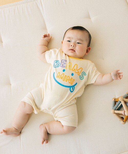 BEAMS mini（ビームスミニ）の「半袖 スマイル ロンパース 2025SS（70～80cm）（ロンパース・キッズ・ホワイト系その他7/ホワイト系その他5/レッド系その他2/サックスブルー・80/70）」の3枚目の写真