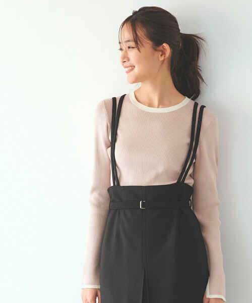 grove（グローブ）の「【抗ピル／MW】リブニットプルオーバー（ニット/セーター・レディース・ブラック/ピンク/ホワイト系5/オフホワイト・03/02/01/04/05）」の4枚目の写真