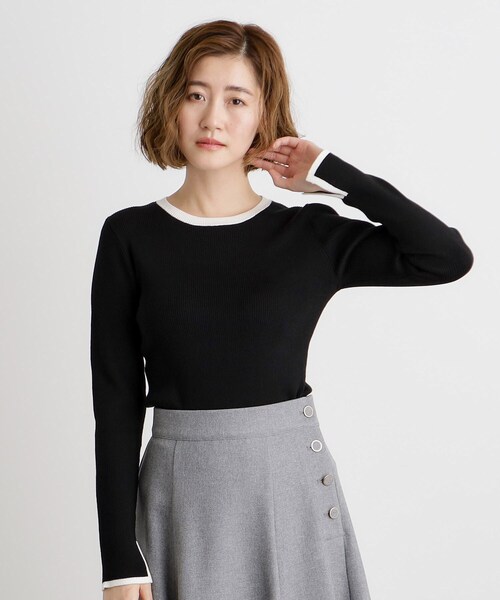 grove（グローブ）の「【抗ピル／MW】リブニットプルオーバー（ニット/セーター・レディース・ブラック/ピンク/ホワイト系5/オフホワイト・03/02/01/04/05）」の3枚目の写真