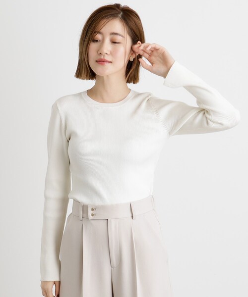 grove（グローブ）の「【抗ピル／MW】リブニットプルオーバー（ニット/セーター・レディース・ブラック/ピンク/ホワイト系5/オフホワイト・03/02/01/04/05）」の13枚目の写真