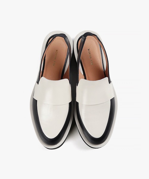 本革/厚底/3.5cm】バックベルトローファー ALL BLACK│Jeffrey