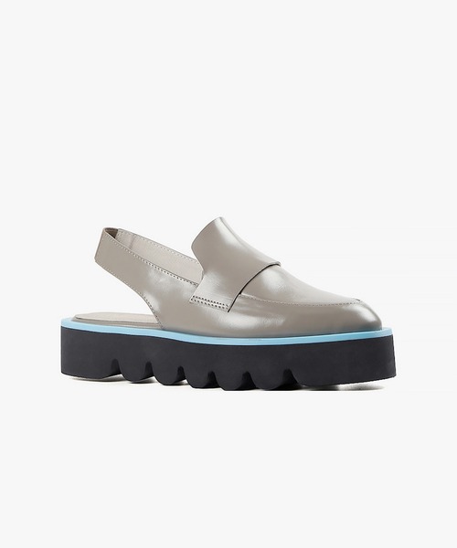 ALL BLACK(オールブラック)の「【本革/厚底/3.5cm】バックベルトローファー(ローファー・レディース・グレー/ホワイト×ブラック・38/37/36/35)」の15枚目の写真