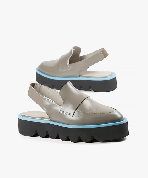 本革/厚底/3.5cm】バックベルトローファー ALL BLACK│Jeffrey