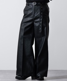 CLEL | 【CLEL】Vintage Design Belted Flare Pants/ヴィンテージデザイン ベルテッドフレア合皮パンツ(スラックス)