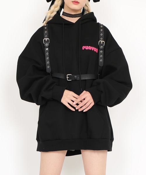 PUNYUS(プニュズ)の「【裏起毛】Rabbit girl 裏起毛ビッグパーカー(パーカー・レディース・サックスブルー/ブラック・3/4)」の10枚目の写真