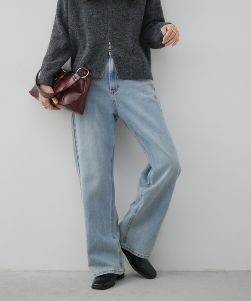 Aunt Marie's（アントマリーズ）の「ワイドストレートデニム【S,M,Lサイズ展開/低身長/高身長にも/美脚見えシルエット]（デニムパンツ・レディース・ブルー/ネイビー/ライトブルー・SMALL/MEDIUM/LARGE）」の14枚目の写真