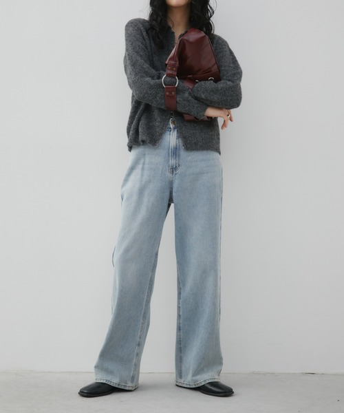 Aunt Marie's（アントマリーズ）の「ワイドストレートデニム【S,M,Lサイズ展開/低身長/高身長にも/美脚見えシルエット]（デニムパンツ・レディース・ブルー/ネイビー/ライトブルー・SMALL/MEDIUM/LARGE）」の18枚目の写真
