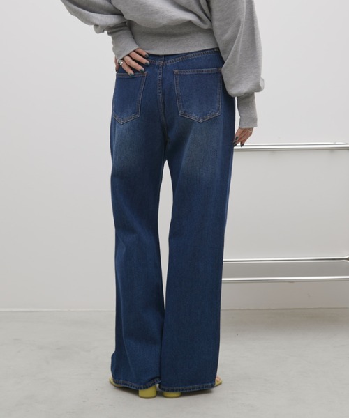 セール】ワイドストレートデニム【S,M,Lサイズ展開/低身長/高身長にも