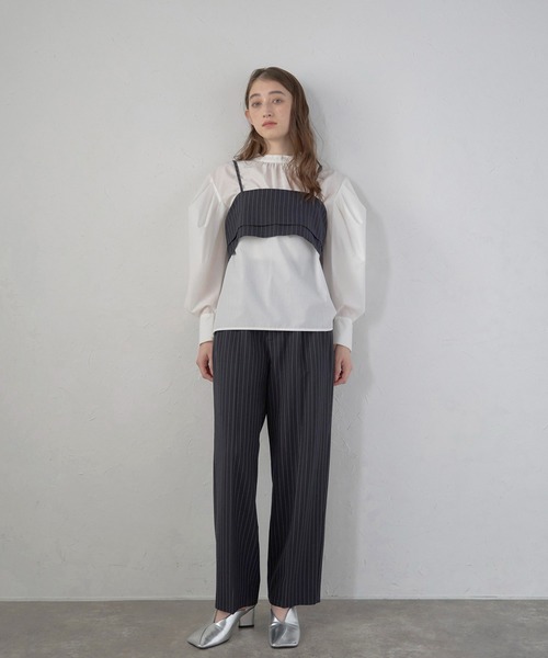 MINERTE(ミネルテ)の「【MINERTE】back ribbon pinstripe bustier / バックリボンピンストライプビスチェ(キャミソール・レディース・ダークグレー/ブラック・FREE)」の18枚目の写真