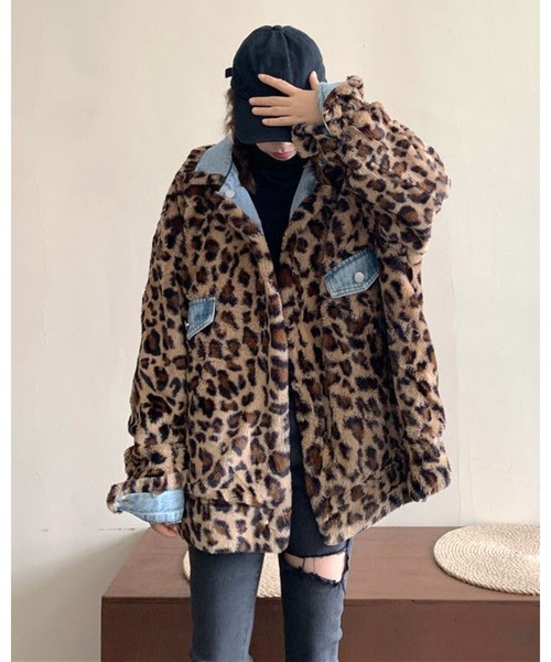 【セール】レオパードファーリバーシブルデニムジャケット（ブルゾン）｜FUNdaysion（ファンデイション）