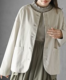 rps（アールピーエス）の「麻混ノーカラージャケット（ノーカラージャケット）」