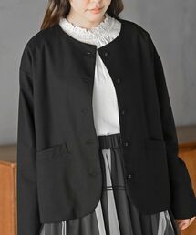 rps（アールピーエス）の「麻混ノーカラージャケット（ノーカラージャケット）」