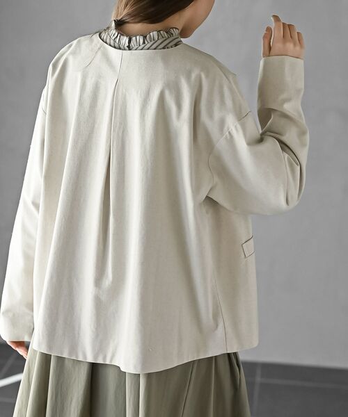 rps(アールピーエス)の「麻混ノーカラージャケット(ノーカラージャケット・レディース・アイボリー/ブラック/ネイビー・フリー)」の15枚目の写真