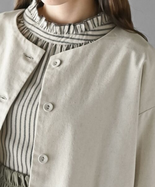 rps(アールピーエス)の「麻混ノーカラージャケット(ノーカラージャケット・レディース・アイボリー/ブラック/ネイビー・フリー)」の17枚目の写真