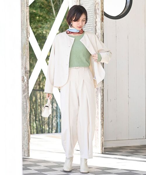 rps(アールピーエス)の「麻混ノーカラージャケット(ノーカラージャケット・レディース・アイボリー/ブラック/ネイビー・フリー)」の18枚目の写真