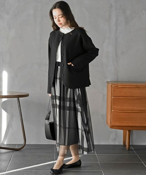 rps(アールピーエス)の「麻混ノーカラージャケット(ノーカラージャケット・レディース・アイボリー/ブラック/ネイビー・フリー)」の20枚目の写真