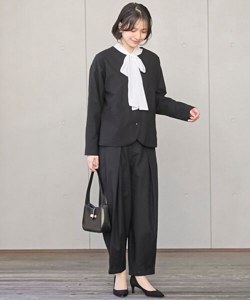 rps(アールピーエス)の「麻混ノーカラージャケット(ノーカラージャケット・レディース・アイボリー/ブラック/ネイビー・フリー)」の5枚目の写真