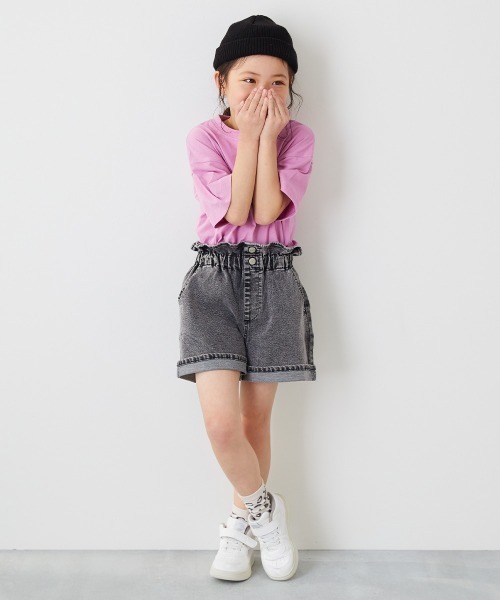 devirock(デビロック)の「ストレッチデニム ハイウエスト フリルショートパンツ(デニムパンツ・キッズ・オフホワイト/ブルー系1/ブラック系1/ネイビー系1・100cm/110cm/120cm/130cm/140cm/150cm/160cm)」の14枚目の写真