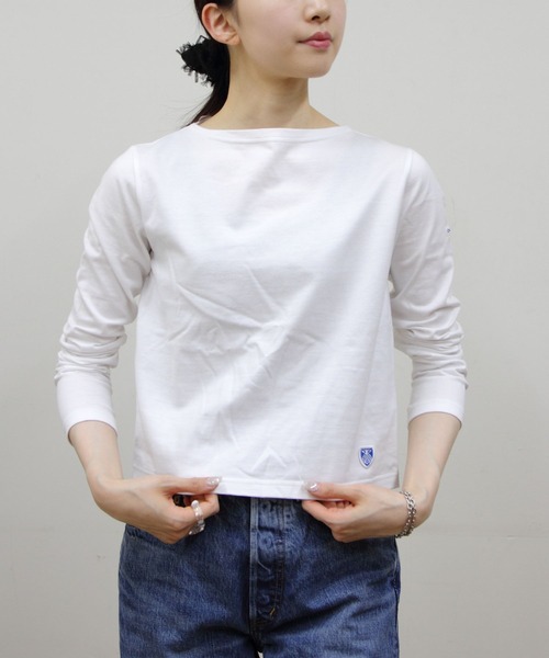 ORCIVAL(オーシバル)の「ORCIVAL/オーシバル ボートネックロングスリーブプルオーバー ソリッド BOATNECK LONGSLEEVE P.O. SOLID OR-C0414 BFJ(Tシャツ/カットソー・レディース・ホワイト/ブラック・2)」の3枚目の写真