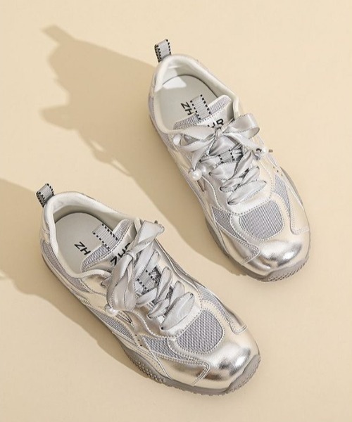 Teem Store（チームストア）の「リボン紐スニーカー（スニーカー・レディース・シルバー/ホワイト・L/M/S）」の8枚目の写真