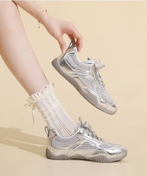Teem Store（チームストア）の「リボン紐スニーカー（スニーカー・レディース・シルバー/ホワイト・L/M/S）」の11枚目の写真
