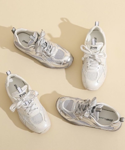 Teem Store（チームストア）の「リボン紐スニーカー（スニーカー・レディース・シルバー/ホワイト・L/M/S）」の7枚目の写真
