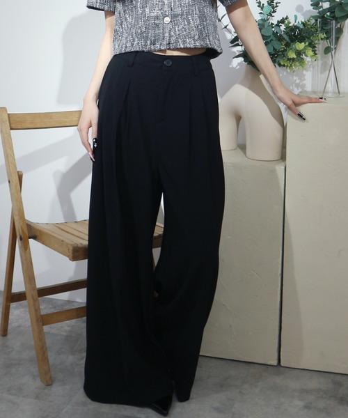 CeLess（セレス）の「【UNISEX】Wide Slacks / ワイドスラックス（スラックス・レディース・ブラック/グレー・S/M/L）」の2枚目の写真