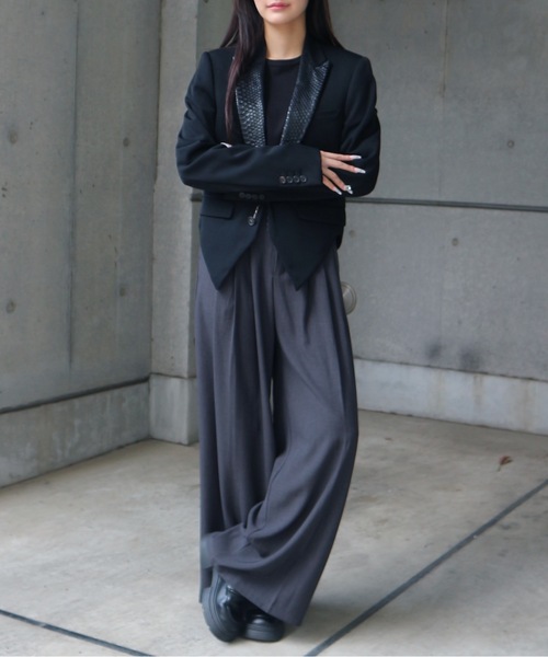 CeLess（セレス）の「【UNISEX】Wide Slacks / ワイドスラックス（スラックス・レディース・ブラック/グレー・S/M/L）」の7枚目の写真