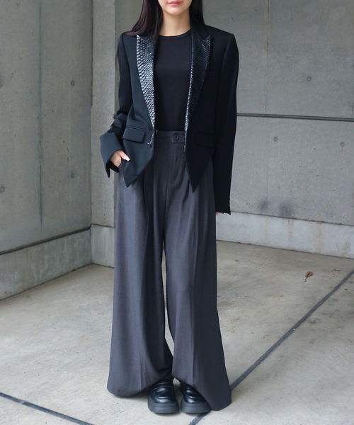 CeLess（セレス）の「【UNISEX】Wide Slacks / ワイドスラックス（スラックス・レディース・ブラック/グレー・S/M/L）」の6枚目の写真