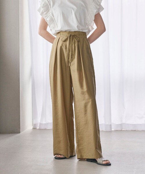 あーちゃん✨B&Y ツイル リボンベルト ワイドパンツ セール】ツイル リボンベルト ワイドパンツ（その他パンツ