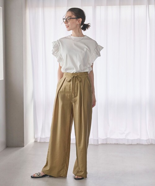 あーちゃん✨B&Y ツイル リボンベルト ワイドパンツ BEAUTY&YOUTH UNITED ARROWS（ビューティーアンドユース
