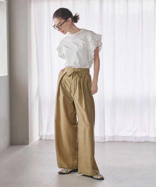 BEAUTY&YOUTH UNITED ARROWS（ビューティーアンドユースユナイテッドアローズ）の「ツイル リボンベルト ワイドパンツ（その他パンツ・レディース・ネイビー/ベージュ/ダークグレー/その他・XS/M/S）」の6枚目の写真