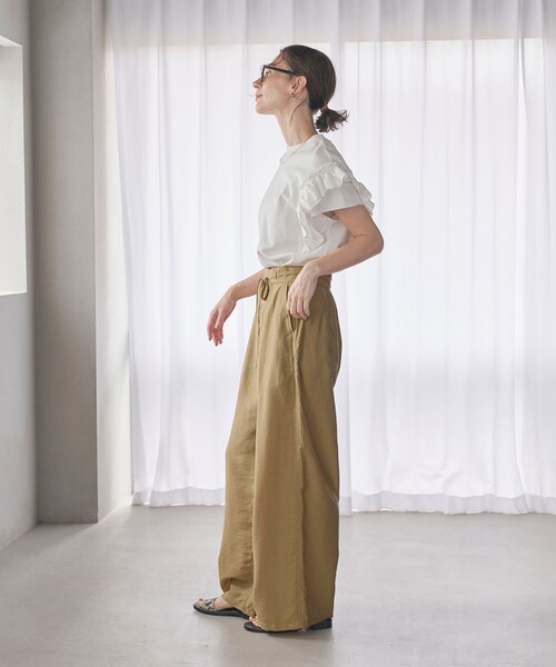 BEAUTY&YOUTH UNITED ARROWS（ビューティーアンドユースユナイテッドアローズ）の「ツイル リボンベルト ワイドパンツ（その他パンツ・レディース・ネイビー/ベージュ/ダークグレー/その他・XS/M/S）」の7枚目の写真