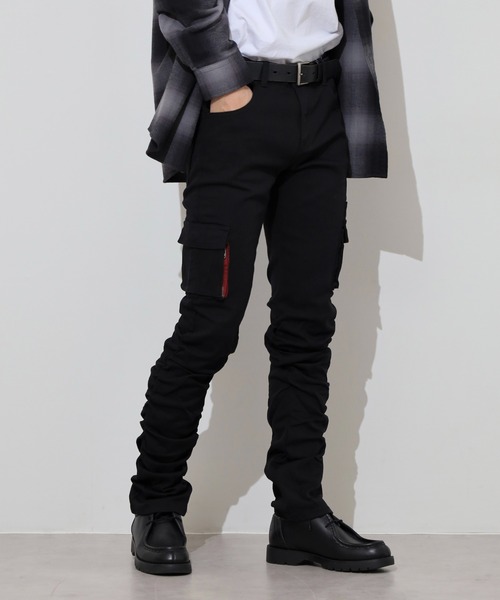 【完売品】on アパレル アクティブパンツ サイズM ブラック GRANCY】ZipDesign CargoPants / ジップデザイン カーゴパンツ