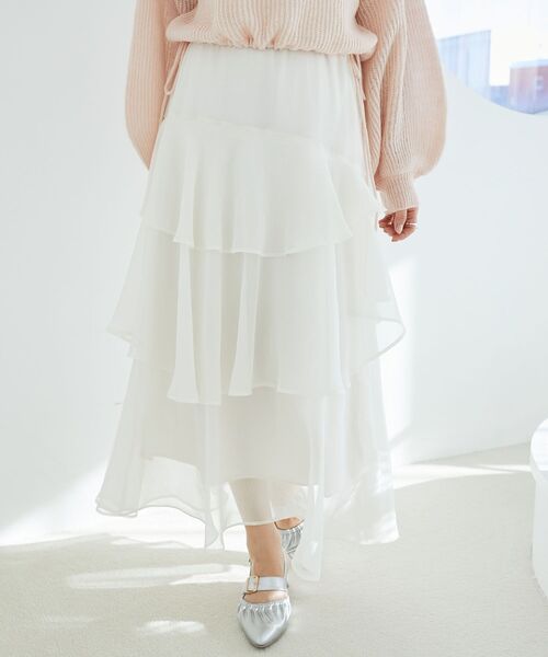 MAJESTIC LEGON(マジェスティックレゴン)の「∞エアリーティアードスカート(スカート・レディース・ブラック/ホワイト系その他2/アイボリー・SMALL/MEDIUM/X-SMALL)」の17枚目の写真