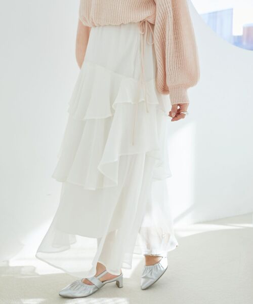 MAJESTIC LEGON(マジェスティックレゴン)の「∞エアリーティアードスカート(スカート・レディース・ブラック/ホワイト系その他2/アイボリー・SMALL/MEDIUM/X-SMALL)」の19枚目の写真