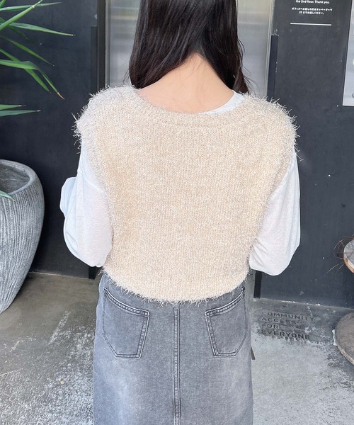 INGNI(イング)の「ラメフェザーニットベスト(ベスト・レディース・アイボリー/ブラック/ライトグレー・M)」の20枚目の写真