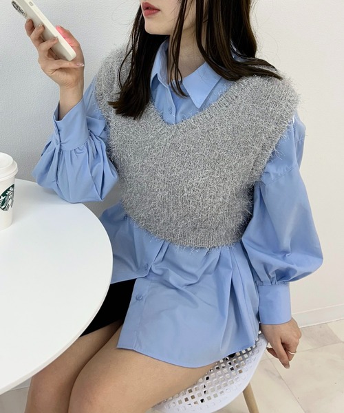 INGNI(イング)の「ラメフェザーニットベスト(ベスト・レディース・アイボリー/ブラック/ライトグレー・M)」の21枚目の写真