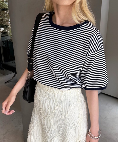 STAR&STRIPE（スターアンドストライプ）の「【STAR&STRIPE】ボーダーリンガーTシャツ RINGER TEE SSMD-028（Tシャツ/カットソー・レディース・ブラック/ブルー/レッド/グリーン/ピンク/ネイビー/ベージュ・M）」の4枚目の写真