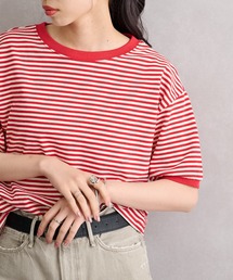 レディースのTシャツ/カットソー（レッド/赤色系・ボーダー柄