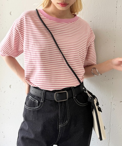 STAR&STRIPE（スターアンドストライプ）の「【STAR&STRIPE】ボーダーリンガーTシャツ RINGER TEE SSMD-028（Tシャツ/カットソー・レディース・ブラック/ブルー/レッド/グリーン/ピンク/ネイビー/ベージュ・M）」の6枚目の写真