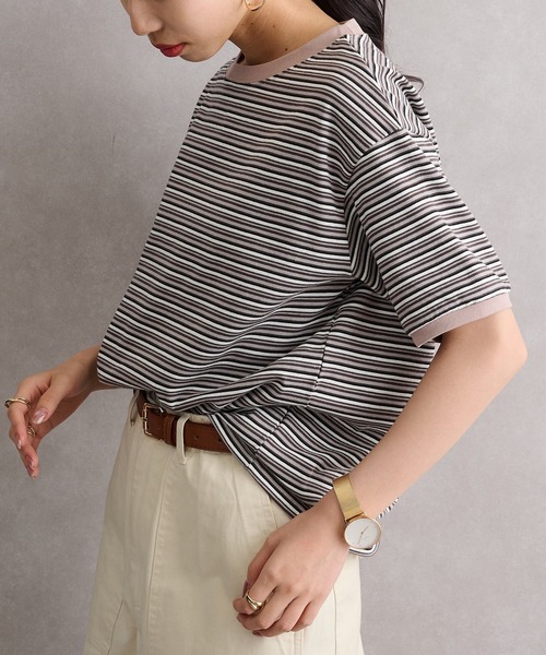 STAR&STRIPE（スターアンドストライプ）の「【STAR&STRIPE】ボーダーリンガーTシャツ RINGER TEE SSMD-028（Tシャツ/カットソー・レディース・ブラック/ブルー/レッド/グリーン/ピンク/ネイビー/ベージュ・M）」の12枚目の写真