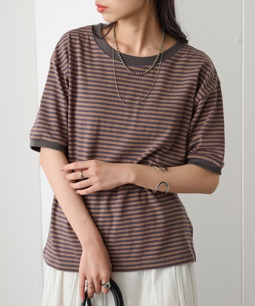STAR&STRIPE（スターアンドストライプ）の「【STAR&STRIPE】ボーダーリンガーTシャツ RINGER TEE SSMD-028（Tシャツ/カットソー・レディース・ブラック/ブルー/レッド/グリーン/ピンク/ネイビー/ベージュ・M）」の17枚目の写真