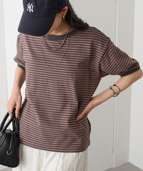 STAR&STRIPE（スターアンドストライプ）の「【STAR&STRIPE】ボーダーリンガーTシャツ RINGER TEE SSMD-028（Tシャツ/カットソー・レディース・ブラック/ブルー/レッド/グリーン/ピンク/ネイビー/ベージュ・M）」の18枚目の写真