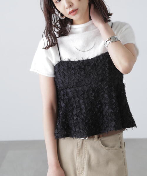 FREE'S MART(フリーズマート)の「◆シャギーフリルキャミビスチェ(シャツ/ブラウス・レディース・ブラック/ホワイト・FREE)」の6枚目の写真