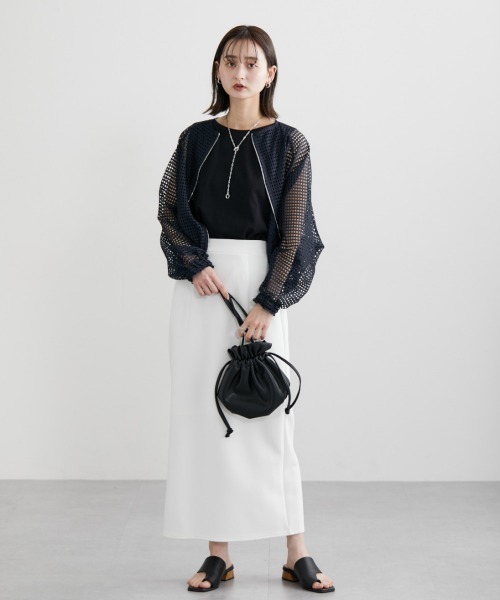 【新品・未使用】黒のメッシュブルゾン NATURAL BEAUTY BASIC ブルゾン アウター 「Oggi掲載」メッシュ