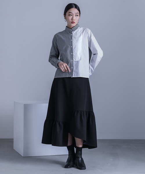 kOhAKU（コハク）の「『アシンメトリースカート』（スカート・レディース・ブラック/グレー・1/2）」の6枚目の写真