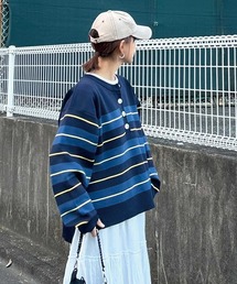 CORNERS by KR | 【CORNERS by KR】ボーダーヘンリーネックニット(ニット/セーター)