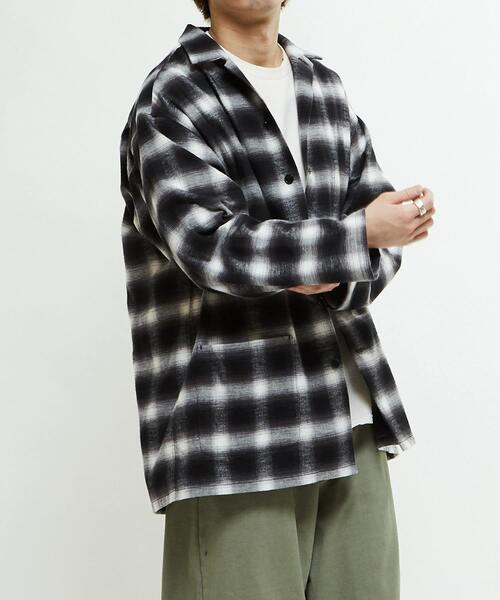 CONVERSE TOKYO(コンバーストウキョウ)の「OVERSIZED FLANNEL CHECKED SHIRT JACKET(シャツ/ブラウス・レディース・ブラック/ネイビー・MEDIUM/SMALL)」の10枚目の写真